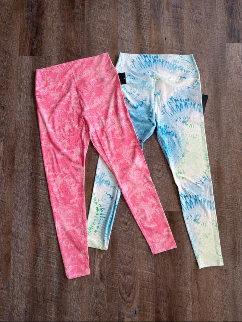 Women's Tie-Dye High-Waist Leggings — Pink & Blue